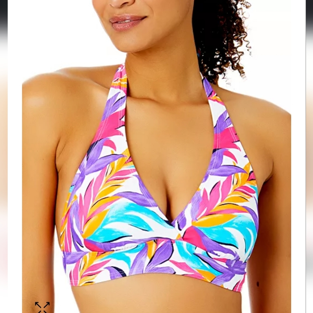 NWT Anne Cole Colorful Halter Bikini Top